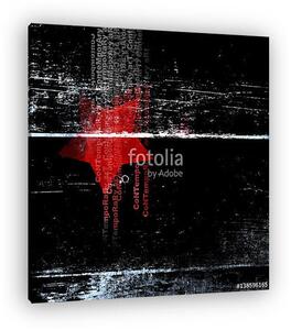 Black poster with a red star and abstract text.. (vászonkép)