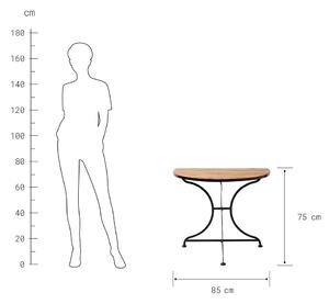 PARKLIFE összecsukható asztal, félkör alakú, natúr-fekete