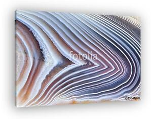 Amazing Banded Agate Crystal cross section as a background. Natural light translucent agate crystal surface, Gray abstract expre (vászonkép)