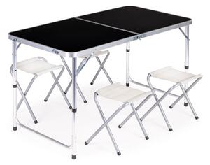 Összecsukható vendéglátóasztal 119,5x60 cm fekete 4 székkel