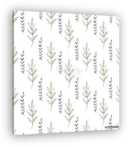 Watercolor cute ornate flowers seamless pattern. Illustration in decorative style. Natural elements. Hand painted floral illustr (vászonkép)