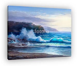 Sunset on the sea, painting by oil on canvas. (vászonkép)