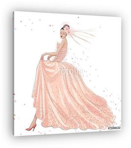 Fiatal lány pink ruhában (vászonkép)