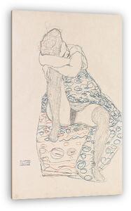Gustav Klimt: Ülő alak felhuzótt szoknyával (vászonkép)