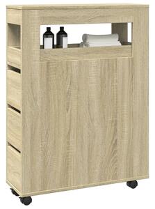 VidaXL Fürdőszobaszekrény - Sonoma Tölgy - Keskeny - 65x23x90 cm