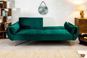 Nyitható ülőgarnitúra Amiyah 215 cm smaragdzöld bársony