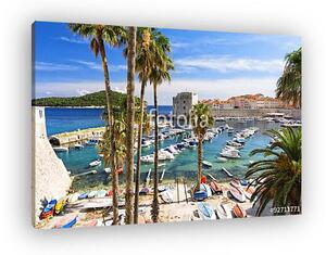 View on adriatic sea and Dubrovnik in Dalmatia, Croatia (vászonkép)
