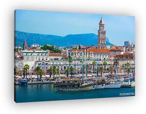Split Croatia coastal view. / Seafront view at old city center in Split town, Diocletian Palace view from the Adriatic Sea, Croa (vászonkép)