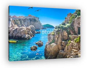 Adriatic sea bay Dubrovnik. / Marble hidden bay in old city center of famous town Dubrovnik, scenery of Game of Thrones, Croatia (vászonkép)