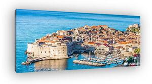 Dubrovnik townscape aerial panorama. / Aerial townscape of Dubrovnik city in Croatia, panorama view - Adriatic Sea scenery. (vászonkép)