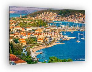Town Trogir cityscape aerial. / Aerial view at town Trogir in Croatia, small tourist town in suburb of Split, Dalmatia region. (vászonkép)