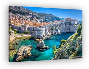 Dubrovnik landscape. / Aerial view at famous european travel destination in Croatia, Dubrovnik old town. (vászonkép)