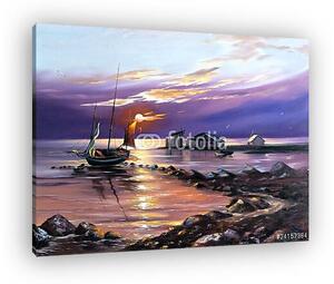 Sailing boat against the coming sun (vászonkép)