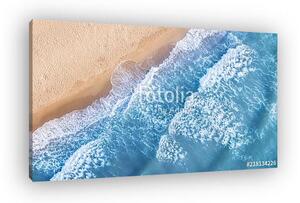 Wave on the beach as a background. Beautiful natural background at the summer time. Aerial seascape from drone at the summer tim (vászonkép)