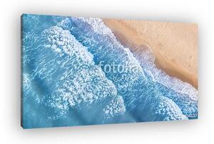 Beach and waves from top view. Aerial view of luxury resting at sunny day. Summer seascape from air. Top view from drone. Travel (vászonkép)