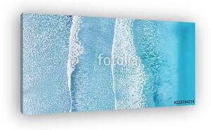 Beach and waves from top view. Turquoise water background from top view. Summer seascape from air. Top view from drone. Travel c (vászonkép)