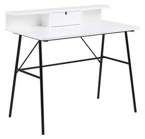 ACTONA Pascal Íróasztal - Fehér MDF, Fekete Fém - 100x55 cm