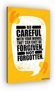 Be Careful With Your Words, They Can Only Be Forgiven, Not Forgotten. Inspiring Creative Motivation Quote Poster (vászonkép)