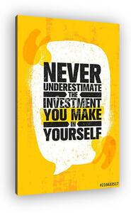Never Underestimate The Investment You Make In Yourself. Inspiring Creative Motivation Quote Poster Template. (vászonkép)