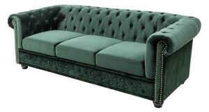 Design 3-szémelyes ülőgarnitúra Chesterfield 205 cm zöld