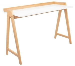 Compas Íróasztal - Fehér Bútorlap, Bükkfa Lábak - 123x53 cm