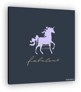 Unikornis sziluett lila - Mesés (vászonkép)