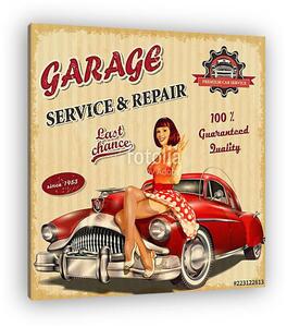 Vintage garage retro poster (vászonkép)
