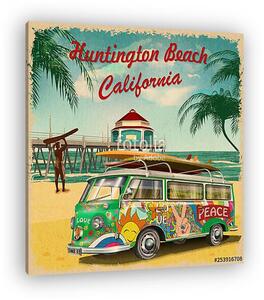 Huntington Beach,California retro poster. (vászonkép)