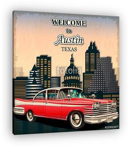 Welcome to Austin retro poster.Печать (vászonkép)