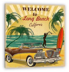 Welcome to long Beach, California retro poster. (vászonkép)