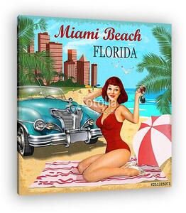 Miami Beach, Florida retro poster. (vászonkép)