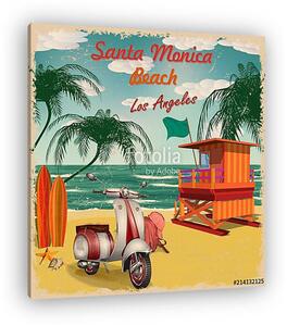 Santa Monica Beach, California retro poster. (vászonkép)