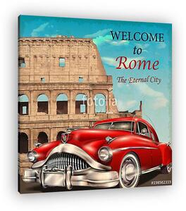 Welcome to Rome retro poster. (vászonkép)