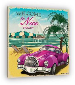 Welcome to Nice retro poster.Печать (vászonkép)