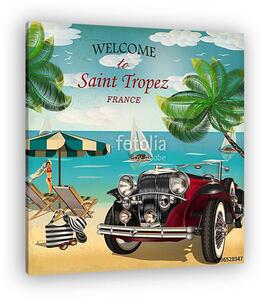 Welcome to Saint Tropez retro poster. (vászonkép)