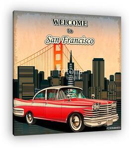 Welcome to San Francisco retro poster. (vászonkép)