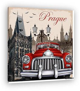 Prague retro poster (vászonkép)