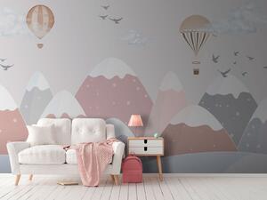 Fotótapéta Hőlégballon repül a hegyek felett, Gyerekszoba fotótapéta, Népszerű fotótapéta, u95232 - Tapeko.hu