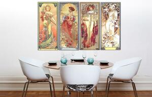 A festmény vászonra 4 rész FOUR SEASONS 120x70 cm - Alfons Mucha 000 REP236
