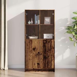 VidaXL antik fa színű szerelt fa magasszekrény ajtókkal 68x37x142 cm
