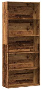 VidaXL Rusztikus Fa Könyvespolc - 5 Polc - 80x30x189 cm