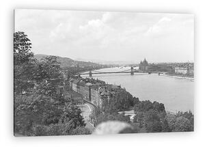 FORTEPAN: Kilátás a Gellérthegyről a Döbrentei tér és a Széchenyi Lánchíd felé (1938) (vászonkép)