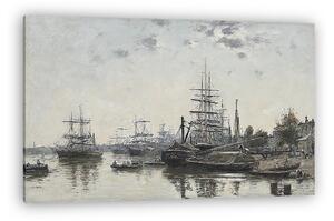 Eugène Louis Boudin: Bordeaux látképe a Quai des Chartrons folyóról (vászonkép)