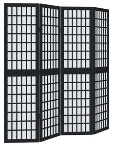 4 Paneles Fekete Tömörfa Térelválasztó - 140x160 cm