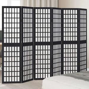 VidaXL 6 Paneles Térelválasztó - Fekete Tömörfa - 210x160cm