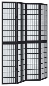 VidaXL 4 Paneles Térelválasztó - Fekete Tömörfa - 140x220cm
