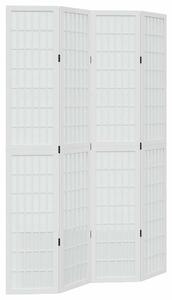 4 Paneles Fehér Tömörfa Térelválasztó - 140x220 cm