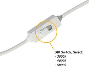 Süllyesztett spotlámpa fehér, LED-del, 3000K-5000K, DIP kapcsolóval - Elias