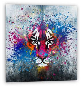 Tigris feje festett háttéren (vászonkép)