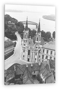 FORTEPAN: Esztergom, Vízivárosi templom, háttérben a Mária Valéri híd (1958) (vászonkép)